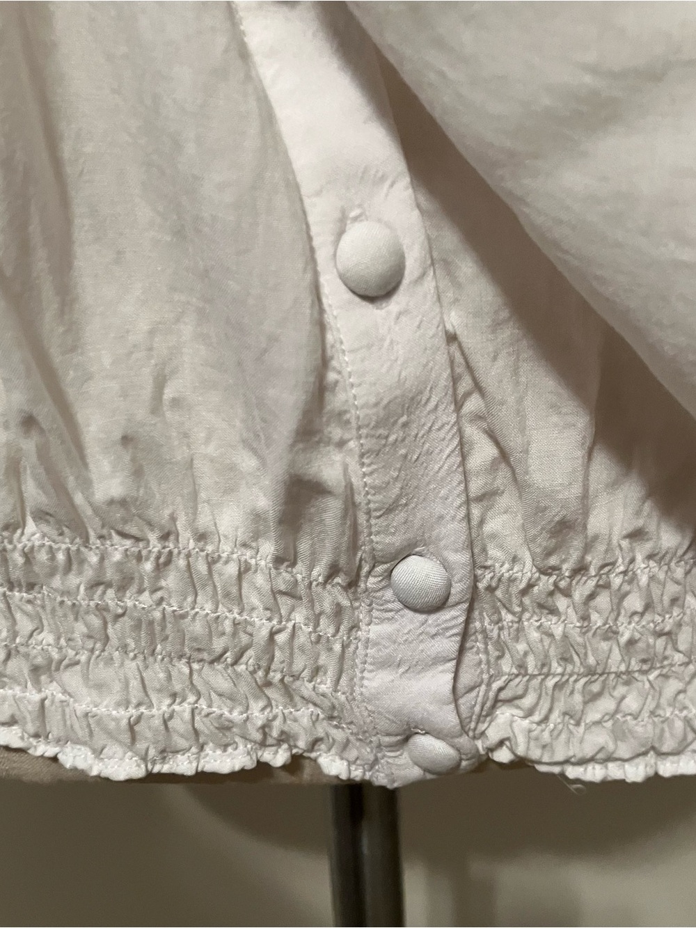 Women’s White Smocked Peasant Blouse Romantic Sz. S Rayon Button Front Boho - Picture 2 of 6